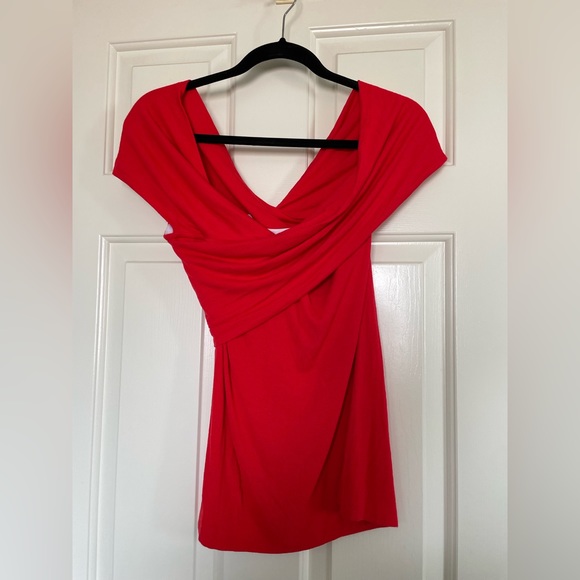 Babaton Red Criss Cross Off-The-Shoulder Sweater - Picture 2 of 3